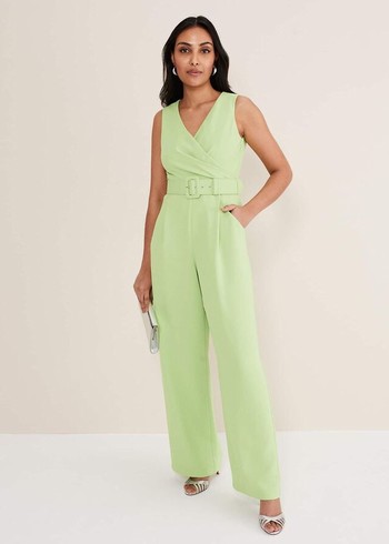 Phase Eight Petite Lissia Wide Leg Jumpsuit Green Australia | XT9874056